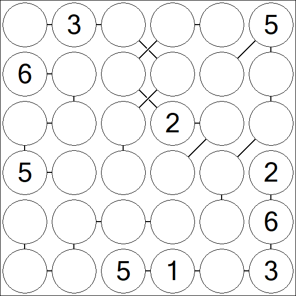 Chain Sudoku 6x6 - Medium