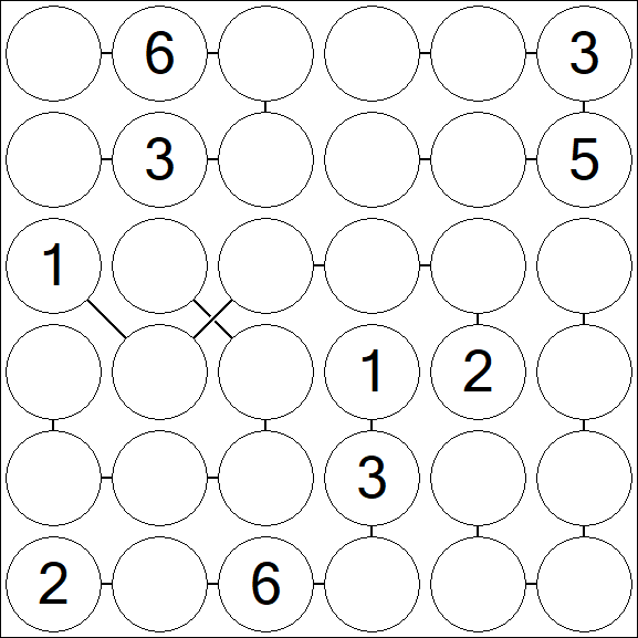 Chain Sudoku 6x6 - Medium