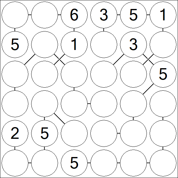 Chain Sudoku 6x6 - Medium