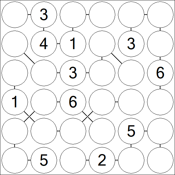 Chain Sudoku 6x6 - Medium