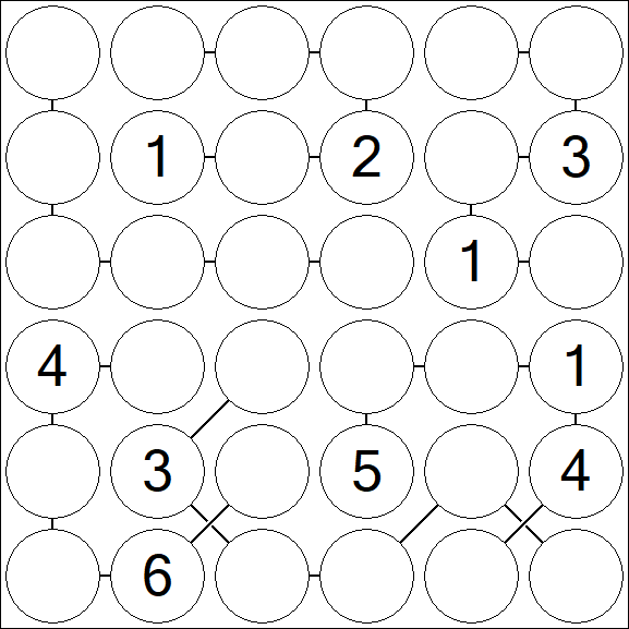 Chain Sudoku 6x6 - Medium