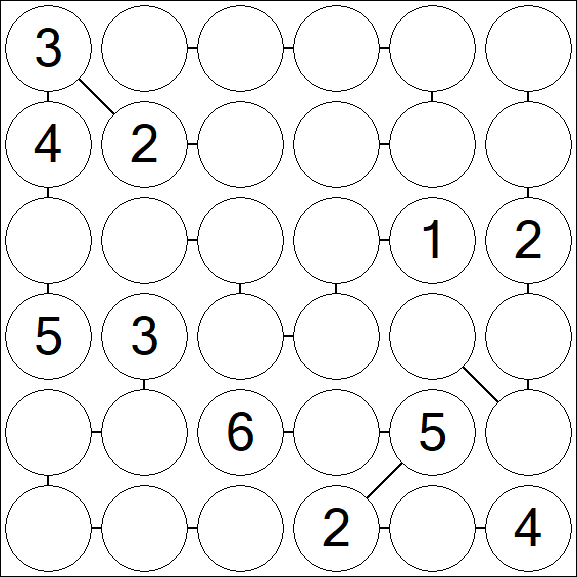 Chain Sudoku 6x6 - Medium