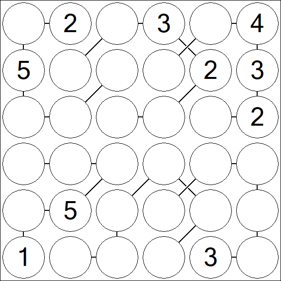 Chain Sudoku 6x6 - Medium