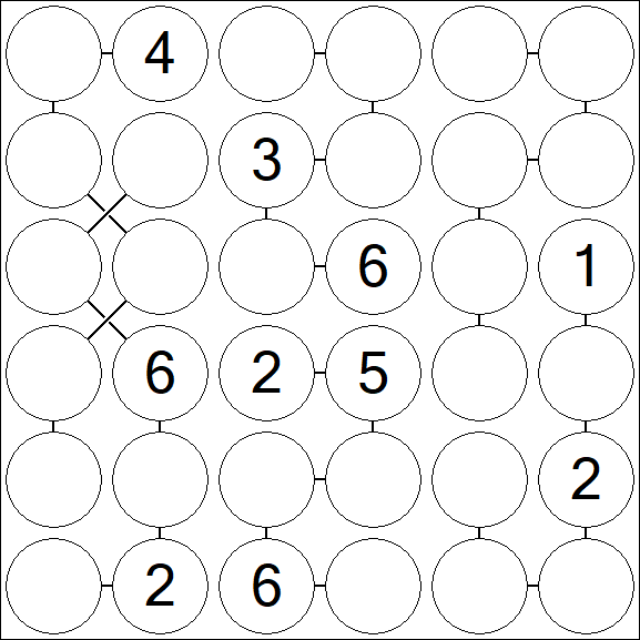 Chain Sudoku 6x6 - Medium