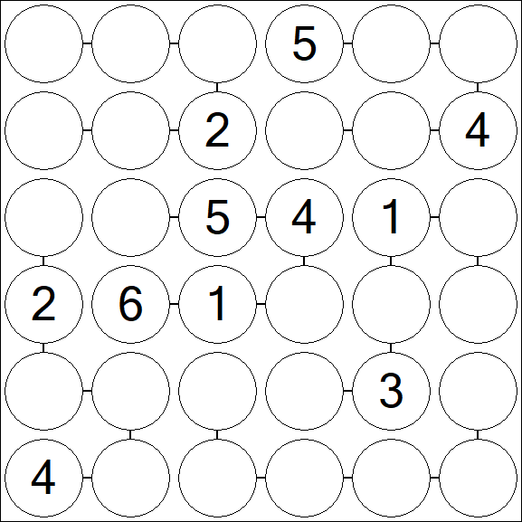 Chain Sudoku 6x6 - Medium