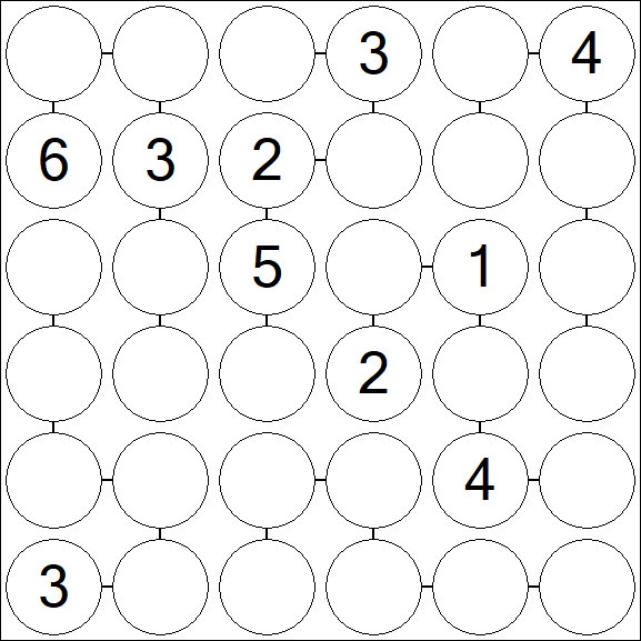 Chain Sudoku 6x6 - Medium