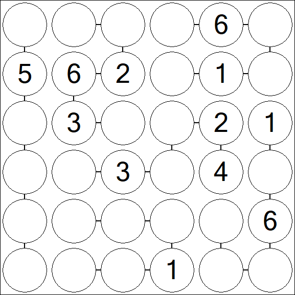 Chain Sudoku 6x6 - Medium