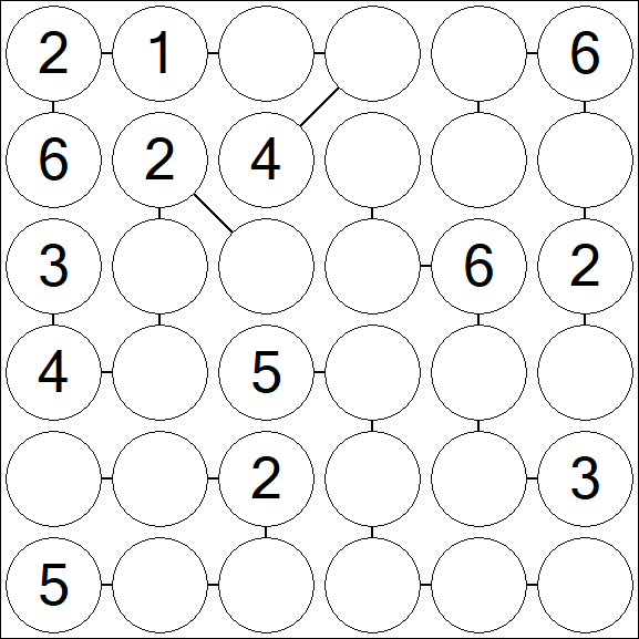 Chain Sudoku 6x6 - Medium