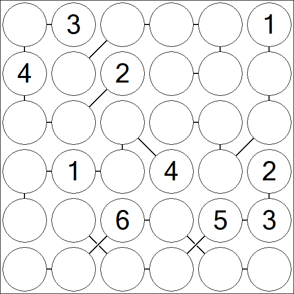 Chain Sudoku 6x6 - Medium