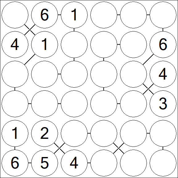 Chain Sudoku 6x6 - Medium