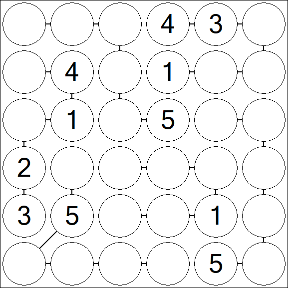 Chain Sudoku 6x6 - Medium