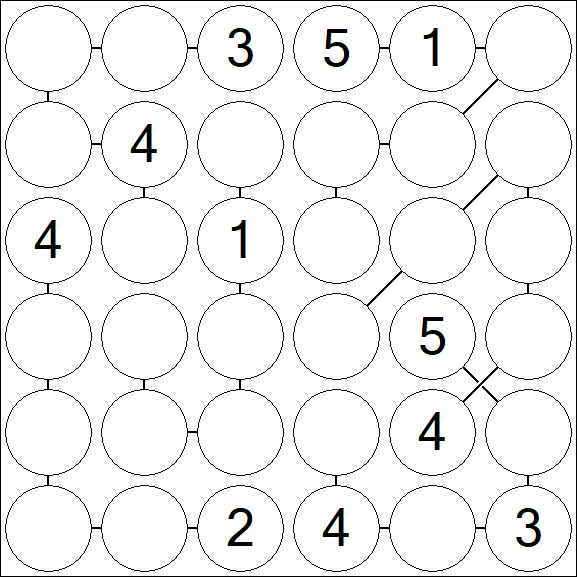 Chain Sudoku 6x6 - Medium