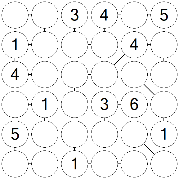 Chain Sudoku 6x6 - Medium