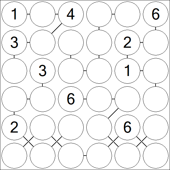 Chain Sudoku 6x6 - Medium