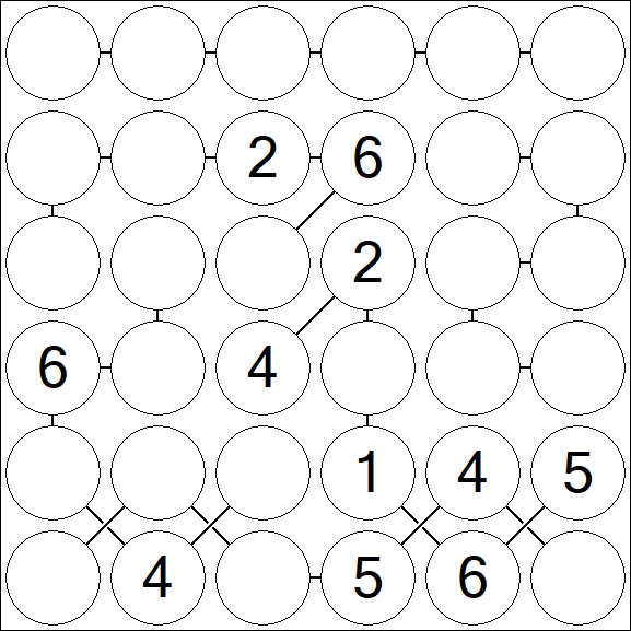Chain Sudoku 6x6 - Medium