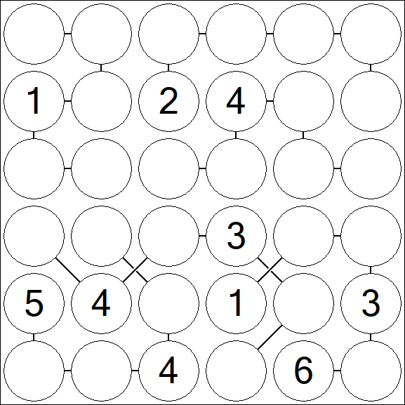 Chain Sudoku 6x6 - Medium