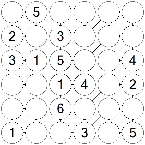 Chain Sudoku 6x6 - Medium