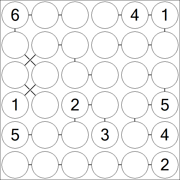 Chain Sudoku 6x6 - Medium