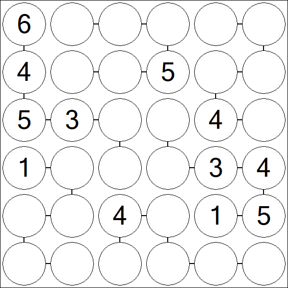 Chain Sudoku 6x6 - Medium
