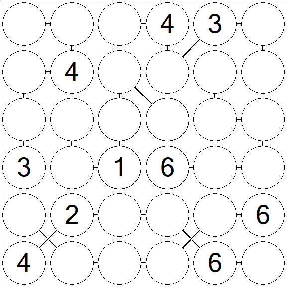 Chain Sudoku 6x6 - Médio