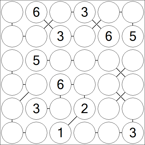 Chain Sudoku 6x6 - Médio