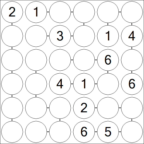 Chain Sudoku 6x6 - Médio