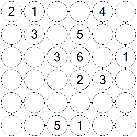 Chain Sudoku 6x6 - Medium