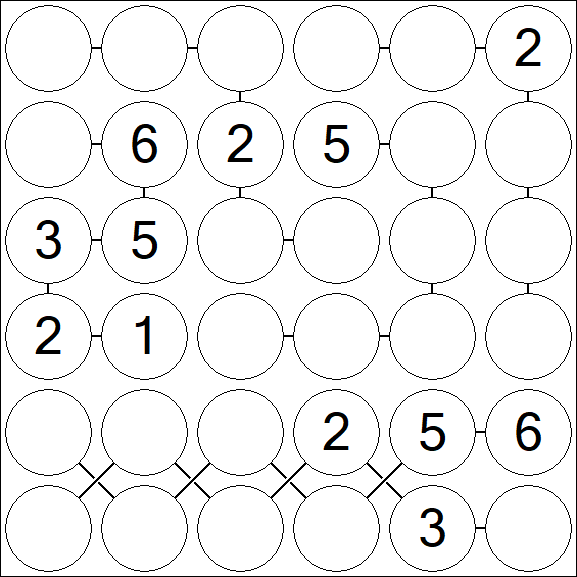 Chain Sudoku 6x6 - Medium