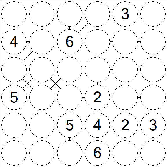 Chain Sudoku 6x6 - Medium