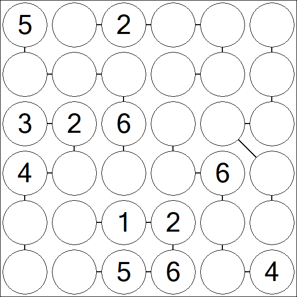 Chain Sudoku 6x6 - Medium