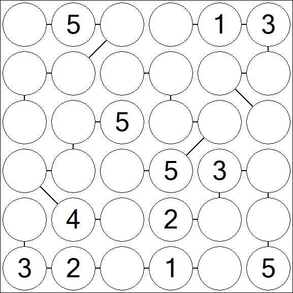 Chain Sudoku 6x6 - Medium