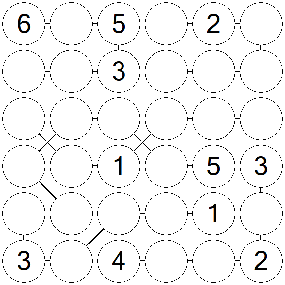 Chain Sudoku 6x6 - Medium