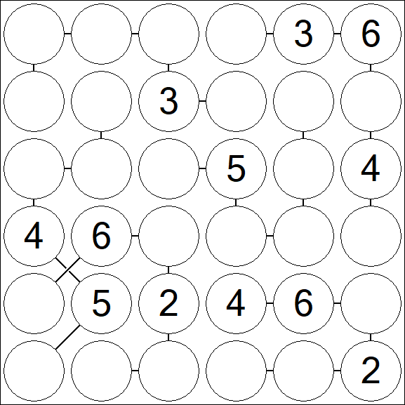 Chain Sudoku 6x6 - Medium