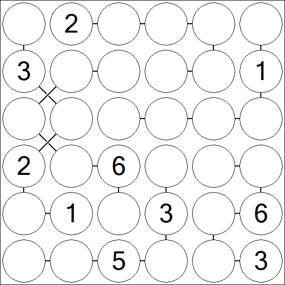 Chain Sudoku 6x6 - Medium
