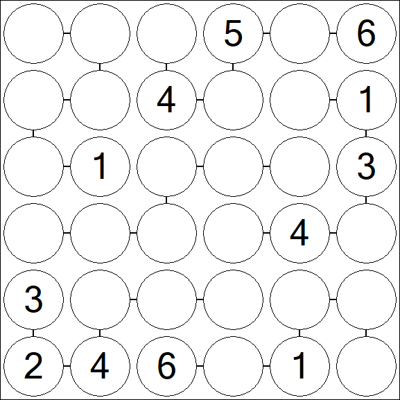 Chain Sudoku 6x6 - Medium