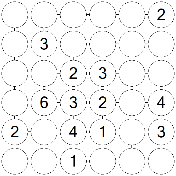Chain Sudoku 6x6 - Medium