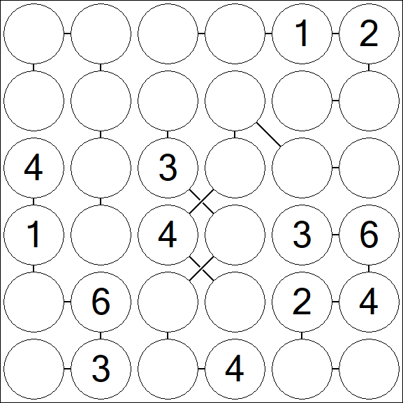 Chain Sudoku 6x6 - Medium