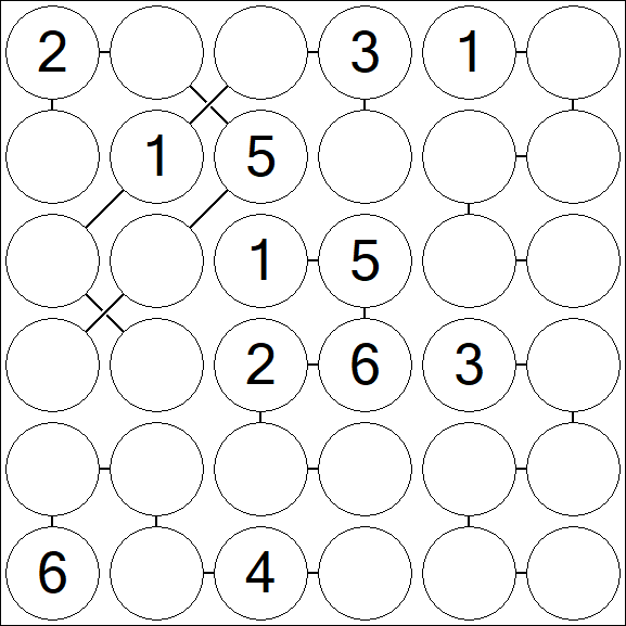 Chain Sudoku 6x6 - Medium