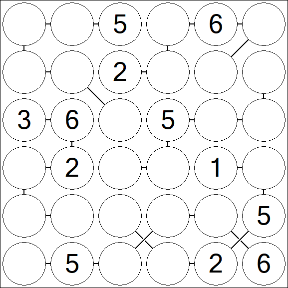 Chain Sudoku 6x6 - Medium