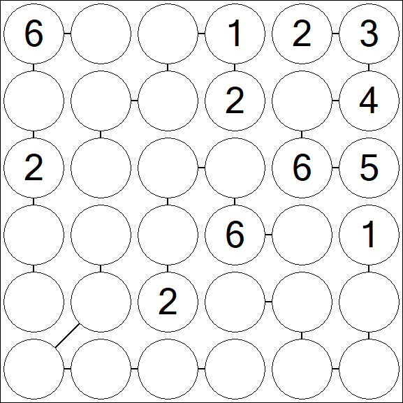 Chain Sudoku 6x6 - Medio