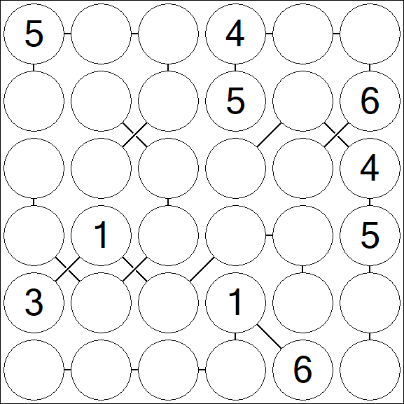 Chain Sudoku 6x6 - Medio