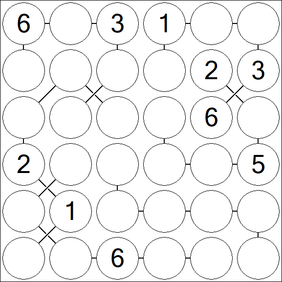 Chain Sudoku 6x6 - Medio