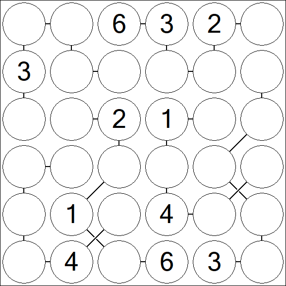 Chain Sudoku 6x6 - Medium