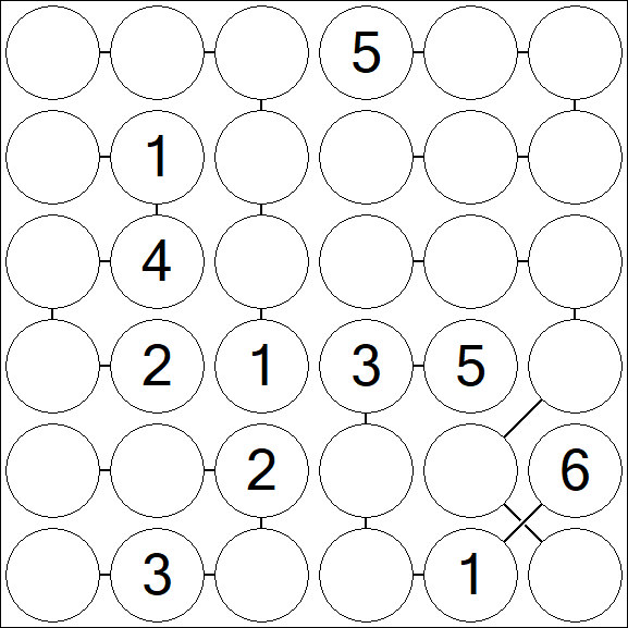 Chain Sudoku 6x6 - Medium