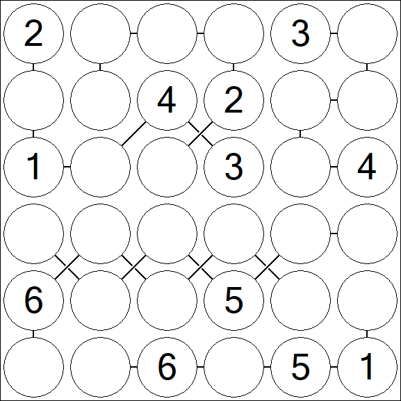 Chain Sudoku 6x6 - Mittel