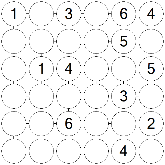 Chain Sudoku 6x6 - Mittel