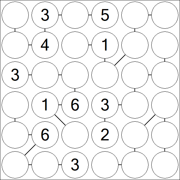 Chain Sudoku 6x6 - Medium