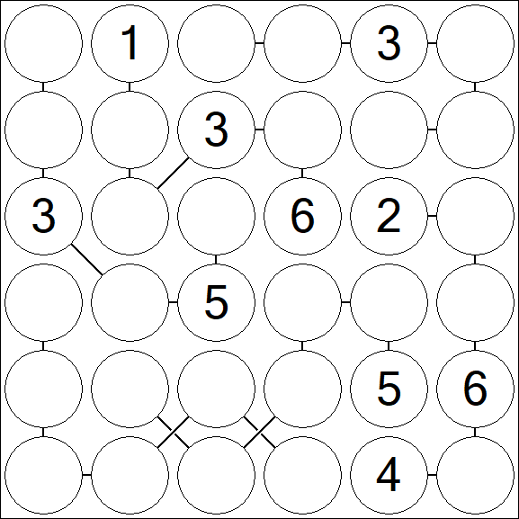Chain Sudoku 6x6 - Médio