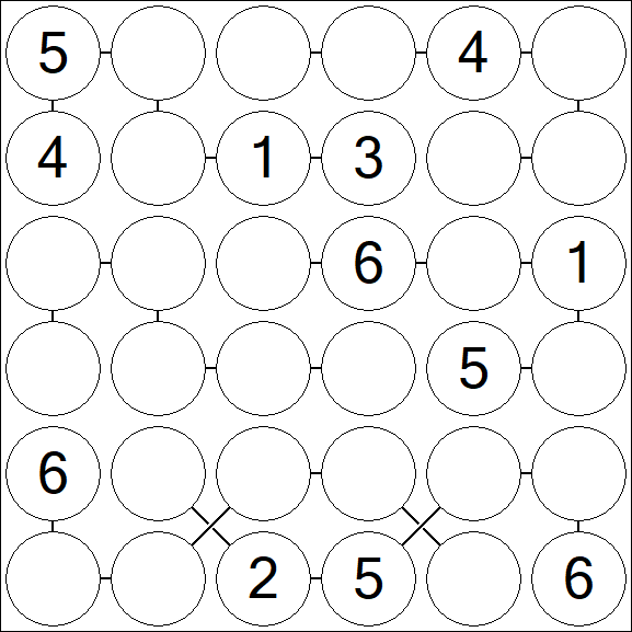 Chain Sudoku 6x6 - Mittel