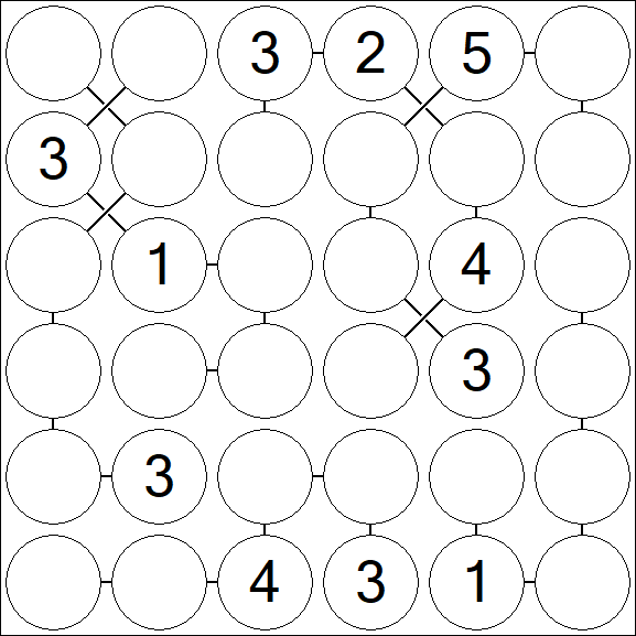Chain Sudoku 6x6 - Moyen
